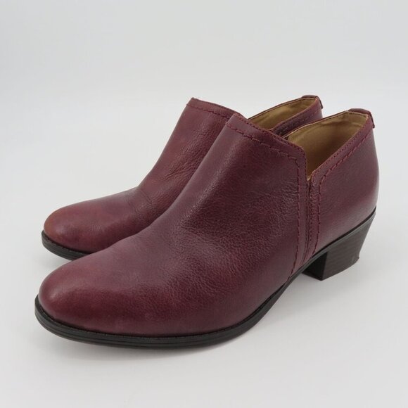 Naturalizer Women 7.5 W ZARIE Leather Ankle Boots Booties Purple Brown Zippers - Picture 14 of 14